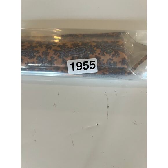 Courchevel 100% Imported Silk Men's Neck Tie Peach & Blue Paisley JL - Picture 8 of 8